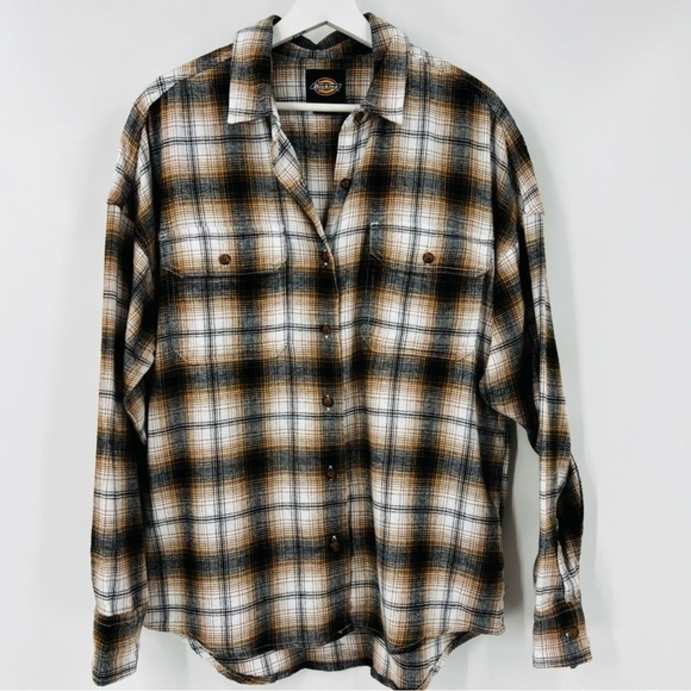Dickie’s Unisex Plaid Flannel Shirt Button Down‎ Size Medium